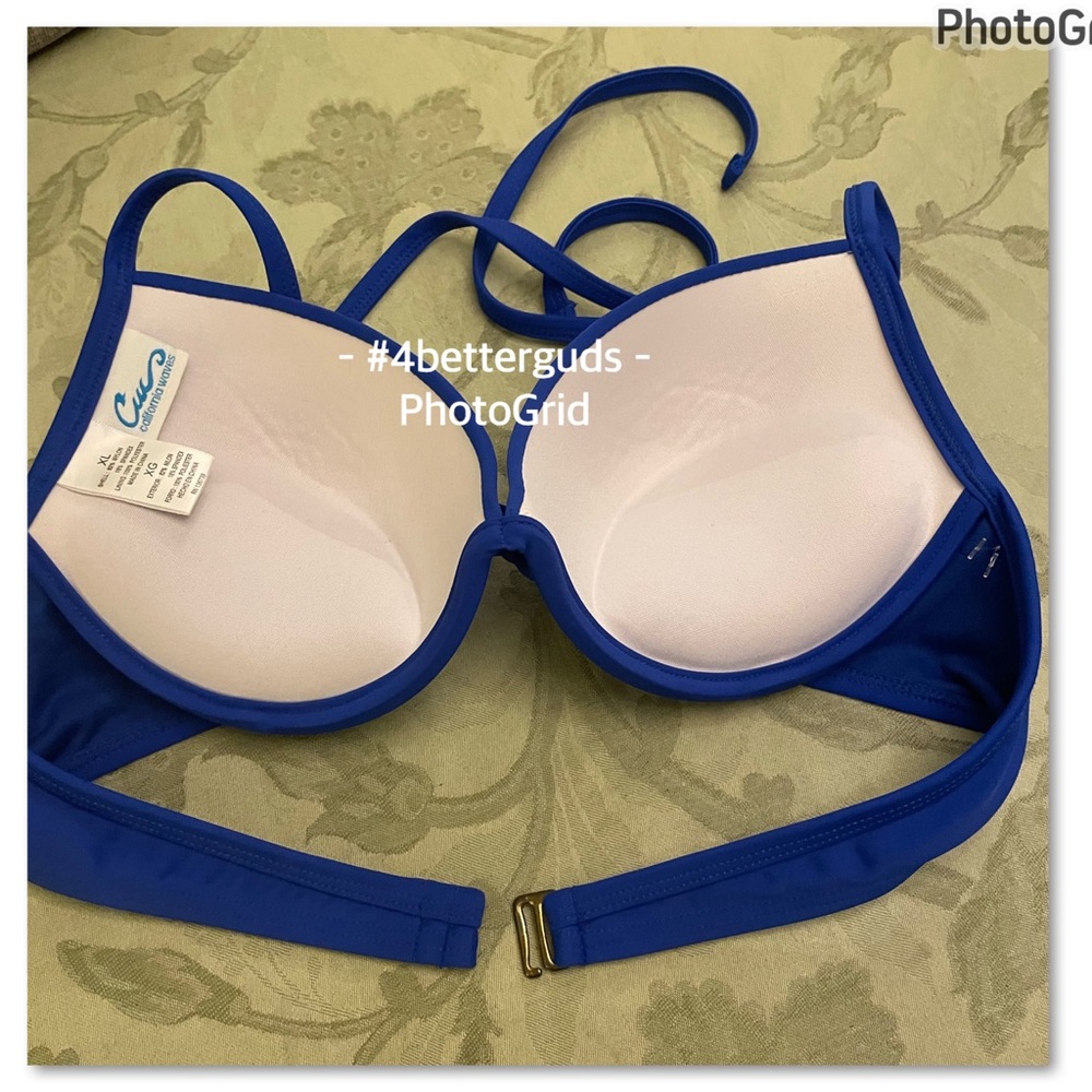 New California Waves Push Up Bikini Swim Top Navy Blue Size XL XG - Picture 4 of 13